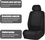 Car Seat Covers Full Set, Breathable Premium Cloth Automotive Seat Cover, Universal Front and Rear Seat Covers, Easy to Install Car Accessories for Most Cars Trucks SUV (Black) - Image 2