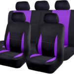 Car Seat Covers Front Seats Rear Bench Polyester car seat Protectors Easy installations Rear Bench Split Classic Man Lady Truck (Full Set - Low Back, Black Purple)…
