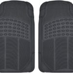 Floor Mats for Cars Trucks , 2-Piece All-Weather Car Mats with Universal Fit Design, Durable Car Floor Mats with Capture Ridges, Waterproof Rubber Floor Mats for Cars (Black)