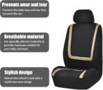 Car Seat Covers Full Set, Breathable Premium Cloth Automotive Seat Cover, Universal Front and Rear Seat Covers, Easy to Install Car Accessories for Most Cars Trucks SUV (Beige) - Image 2