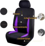 Car Seat Covers Front Seats Rear Bench Polyester car seat Protectors Easy installations Rear Bench Split Classic Man Lady Truck (Full Set - Low Back, Black Purple)… - Image 2