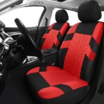 Car Seat Covers Full Set, Washable and Breathable Premium Cloth Automotive Vehicle Seat Cover for Car Interior, Universal Fit for Most Cars, Sedan, Truck, SUV(Black/Red) - Image 2
