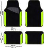 Fluorescent Leather & Waterproof Car Carpet Floor Mats, Universal Car Mats Fit for ,Vans,sedans, Trucks,Set of 4pcs Car Carpet with Anti-Slip  Driver Heel Pad (Black Green Lime) - Image 2