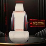 2PCS Leather Car Seat Covers Front – Universal Fit for Sedan, SUV, Van, Waterproof PU Leather, Airbag Compatible, Anti-Slip Backing, Easy Install with Storage Pocket (Off-White) - Image 2