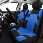 Car Seat Covers Full Set, Washable and Breathable Premium Cloth Automotive Vehicle Seat Cover for Car Interior, Universal Fit for Most Cars, Sedan, Truck, SUV(Black/Blue) - Image 2