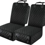 Waterproof Front Seat Car Cover 2 Pack, Full Protection Dog Car Seat Cover with Side Flaps, Nonslip Scratchproof Captain Chair Seat Cover Fits for Cars, Trucks, SUVs, Jeep, Black