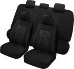 Car Seat Covers Full Set, Washable and Breathable Premium Cloth Automotive Vehicle Seat Cover for Car Interior, Universal Fit for Most Cars, Sedan, Truck, SUV(Black)