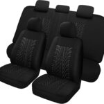 Car Seat Covers Full Set, Washable and Breathable Premium Cloth Automotive Vehicle Seat Cover for Car Interior, Universal Fit for Most Cars, Sedan, Truck, SUV(Black)