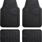 Automotive Floor Mats - Heavy-Duty Rubber Floor Mats for Cars, Universal Fit Full Set,  & Trimmable Floor Mats for Most Sedan, , Truck, Black