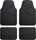 Automotive Floor Mats - Heavy-Duty Rubber Floor Mats for Cars, Universal Fit Full Set,  & Trimmable Floor Mats for Most Sedan, , Truck, Black