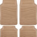 Rubber Car Mats,Car Floor Mats All Weather,Car Mats Full Set 4-Piece,Waterproof Automotive Floor Mats Trim to Fit for Most Cars Sedans s Vans,Heavy Duty Anti-Slip Easy Clean, All Beige