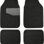 Universal Fit Rubber Carpet Floor Mats For Car  Van & Truck, 4 count (Pack of 1), Black, 25"L x 17.5"W (Front), 13"L x 17.5"W(Rear)