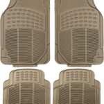 Automotive Floor Mats - Heavy-Duty Rubber Floor Mats for Cars, Universal Fit Full Set,  Floor Mats, Trimmable Floor Mats For Most Sedan, , Truck Floor Mats Beige
