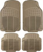 Automotive Floor Mats - Heavy-Duty Rubber Floor Mats for Cars, Universal Fit Full Set,  Floor Mats, Trimmable Floor Mats For Most Sedan, , Truck Floor Mats Beige