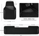 Waterproof Universal Faux Leather 3Pcs Car Floor Mats, Black Car Mats Fit for ,Vans,sedans, Trucks,Set of Vehicles Car Carpet with Driver Heel Pad and Anti-Slip Nibs Backing (Black 3Pcs) - Image 2