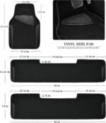 Waterproof Universal Faux Leather 3Row Car Floor Mats, Black Car Mats Fit for ,Vans,sedans, Trucks,Set of Vehicles Car Carpet with Driver Heel Pad and Anti-Slip Nibs Backing (Black 3Row) - Image 2