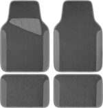 Waterproof Universal Fit Car Floor Mats, Car Mats Fit for ,Vans,sedans, Trucks,Set of 4pcs Car Carpet with Driver Heel Pad (All Gray)