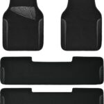 Waterproof Universal Faux Leather 3Row Car Floor Mats, Black Car Mats Fit for ,Vans,sedans, Trucks,Set of Vehicles Car Carpet with Driver Heel Pad and Anti-Slip Nibs Backing (Black 3Row)