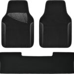 Waterproof Universal Faux Leather 3Pcs Car Floor Mats, Black Car Mats Fit for ,Vans,sedans, Trucks,Set of Vehicles Car Carpet with Driver Heel Pad and Anti-Slip Nibs Backing (Black 3Pcs)