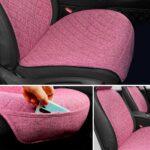 Linen Car Seat Cover - Non-Slip & Breathable - Universal Fit for Cars, Vans, SUVs, Trucks - 2 Units - Pink - Image 2