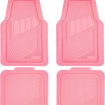 Heavy Duty Rubber Floor Mats 4-Piece Pink Car Mats Full Set - Universal Waterproof Floor Mats for Car  Truck, Durable All Weather Floor Mats Automotive，Car Mats for Women,Girly(All Pink)