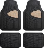 Automotive Floor Mats - Heavy-Duty Rubber Floor Mats for Cars, Universal Fit Full Set,  Floor Mats, Trimmable Floor Mats for Most Sedan, , Truck Floor Mats Beige