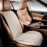Faux Linen Car Seat Cover for Cars - Durable & Non-Slip - Front Car Seat Protector Covers for Most Automotive, Vans, SUVs, Trucks - 1 Unit - Light Beige