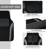 Leather Waterproof Sporty Car Floor Mats Carpet,Universal Automotive Floor Mat Fit for Sedans, Cars, Mid Trucks, Vans, , Set of 4 (Black and Gray) - Image 2