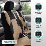 Car Seat Covers Full Set Premium Cloth - Universal Fit, Automotive, Low Back Front Washable Seat Covers, Airbag Compatible, Split Bench Rear Seat for SUV, Sedan Beige - Image 2