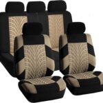 Car Seat Covers Full Set Premium Cloth - Universal Fit, Automotive, Low Back Front Washable Seat Covers, Airbag Compatible, Split Bench Rear Seat for SUV, Sedan Beige